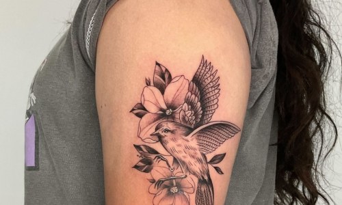 Hummingbird and Flowers