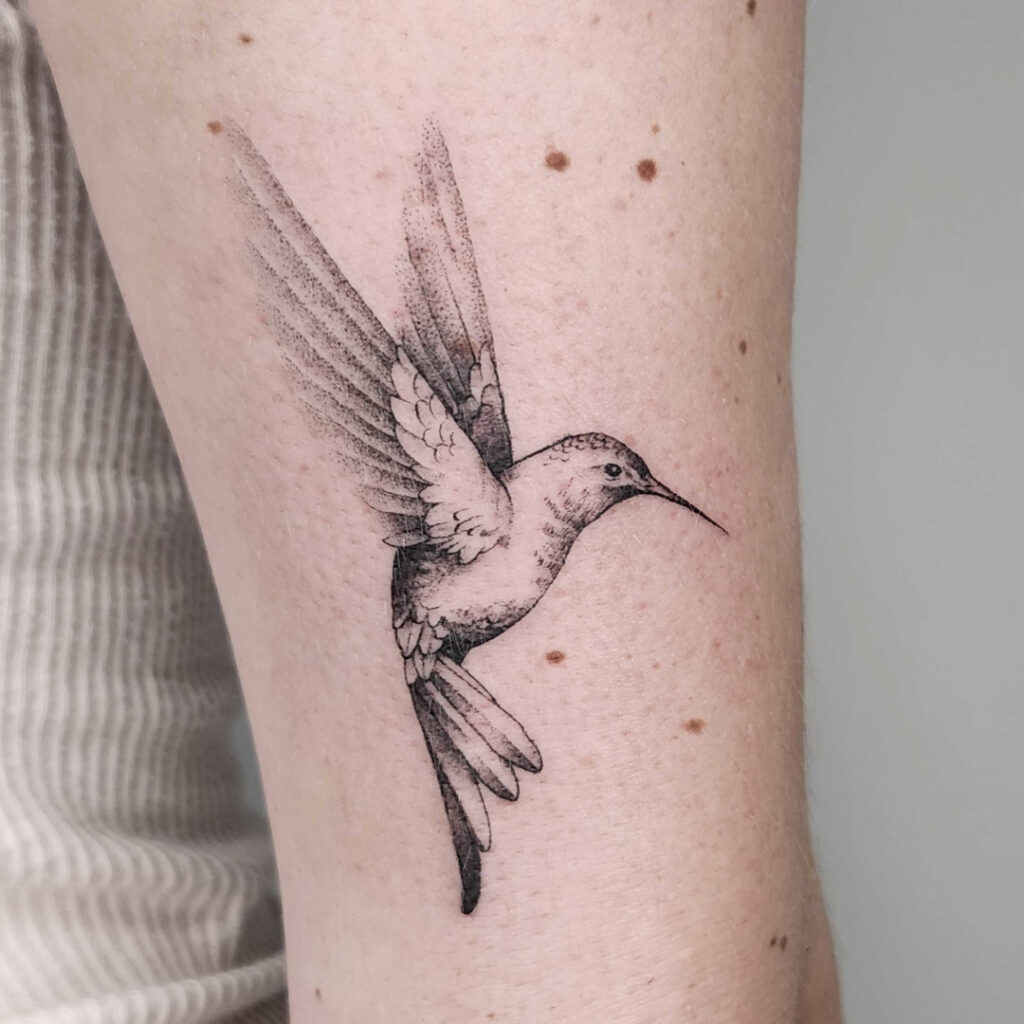 Fine Line Hummingbird Tattoo